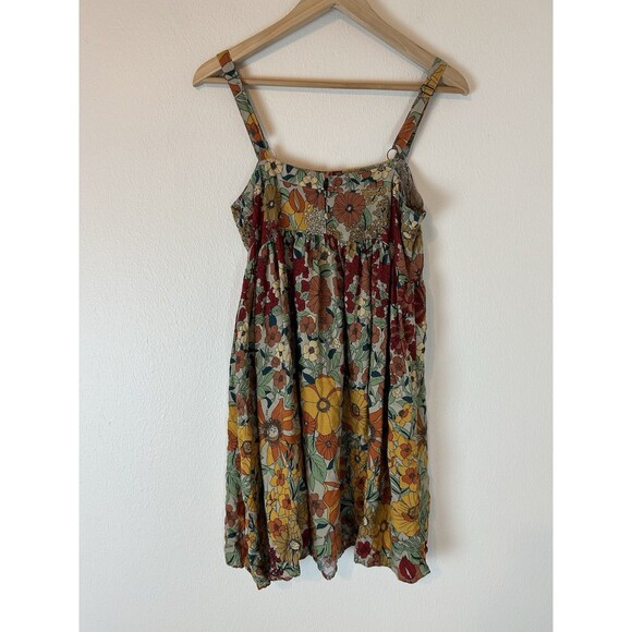 Natural Life Sz M Patti Red Yellow Floral Tropical Boho Tank Mini Dress - Picture 3 of 4